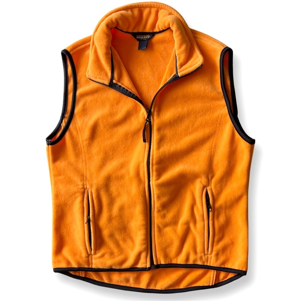 WOOLRICH  Women’s Plush Orange Fleece Zip Up Vest Sz M
